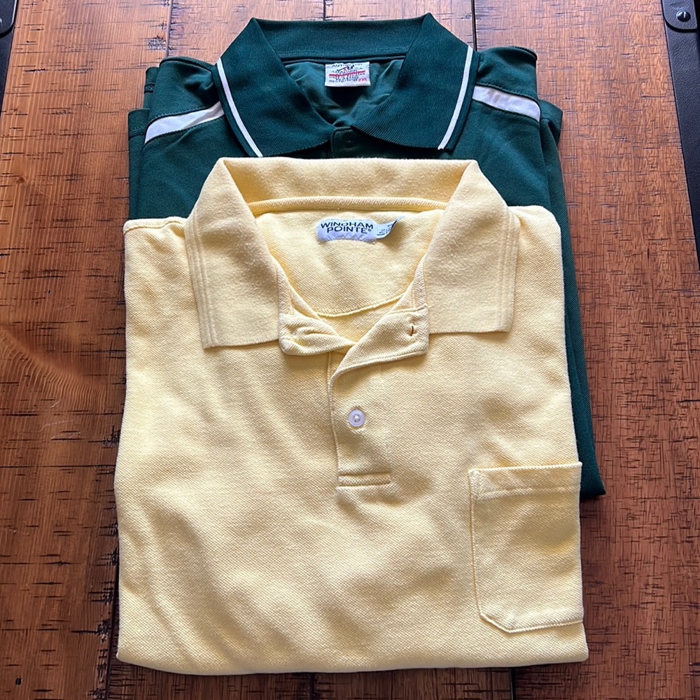 Polo shirts size 2XL hunter green & canary yellow both in excellent shape